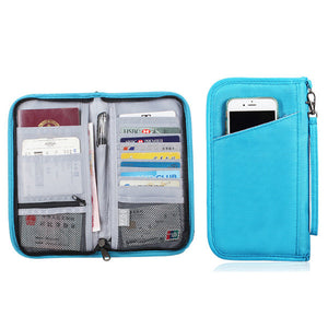 Travel Passport Holder Zipper RFID Blocking Credit Card Long Wallet Casual Clutches Bags