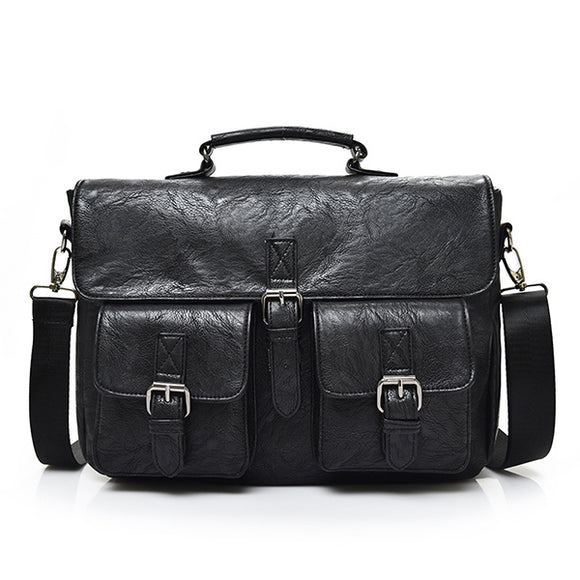 Men PU Leather Large Capacity Crossbody Bag Travel Bag Multi-function Backpack