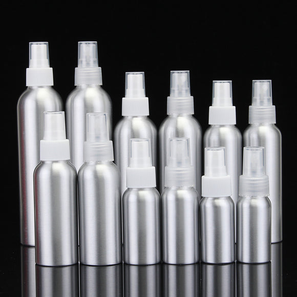 30ml-250ml Empty Aluminum Metal Spray Bottle Transparent/White Fine Mist Spray Head Portable Sprayer