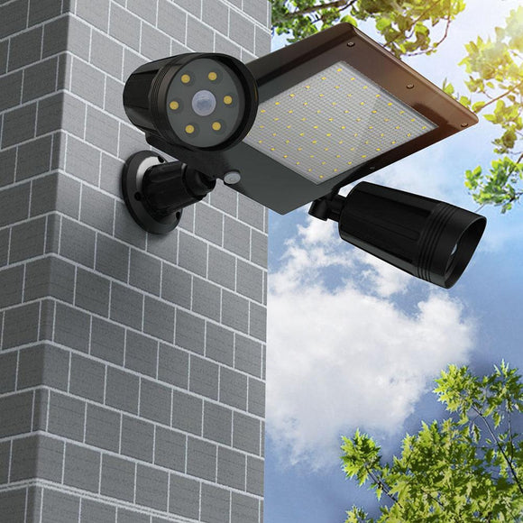 Solar Powered 76 LED Triple Head PIR Motion Sensor Flood Light Spotlight Outdoor Garden Lamp