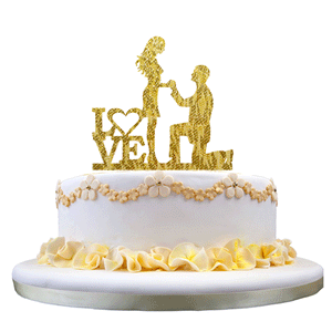 Honana CF-CT01 Love Acrylic Wedding Cake Topper Golden Shining Bride Groom Wedding Decoration