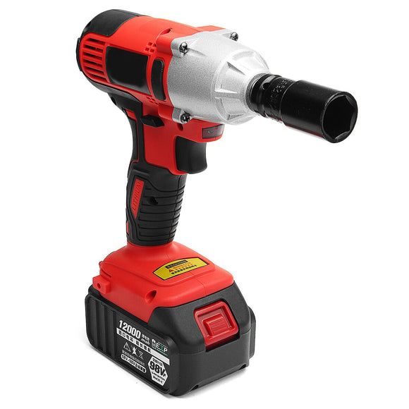 AC 100-240V 12000mah Electric Wrench Lithium-Ion Cordless Impact Wrench 2 Batteries 1 Charger