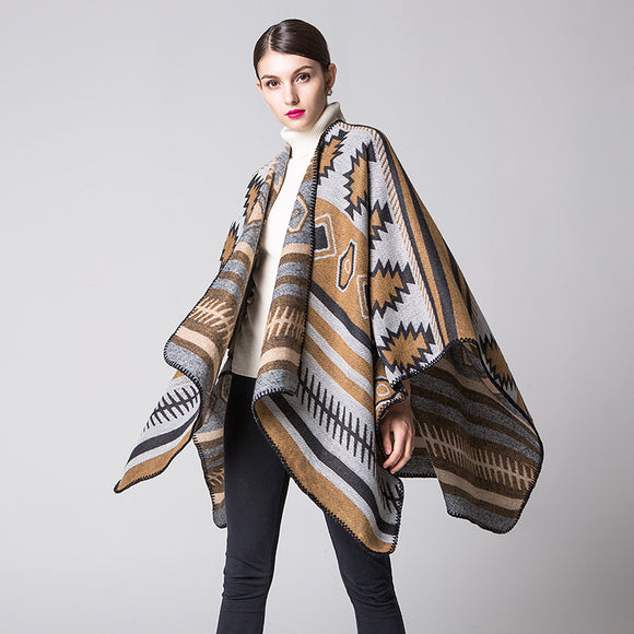 Honana WX-19 Geometric Puzzle Cloak European Indian Style Fashion Air Conditioning Shawl