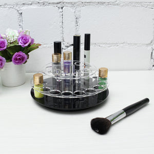 Clear Acrylic 28 Holes Makeup Brush Organizer Cosmetic Display Holder 360 Rotate