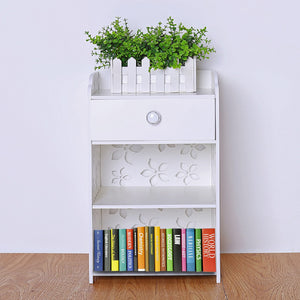 Modern White Flower Bedroom Bedside Table Rack Cabinet Kitchen Storage Organizer Night Stand Drawer