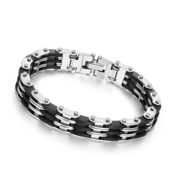 Simple Men's Jewelry Stainless Steel Chain Genuine Leather Bracelet Gift for Men