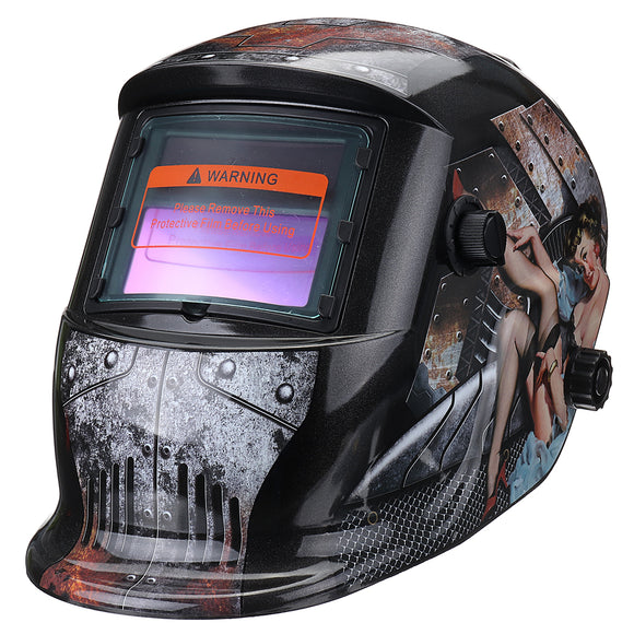 Solar Power Automatic Dimming Welding Helmet Welder Mask With Head Band Black