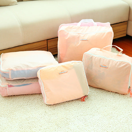 Honana HN-TB11 5pcs Travel Storage Bags Nylon Luggage Packing Organizer Suitcase Zipper Bags