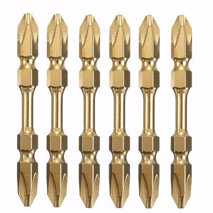 6pcs 65mm PH2 Anti Slip Electric Screwdriver Bits Magnetic Double Head Screwdriver Bits