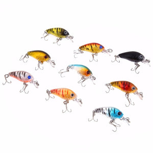 9pcs 45mm 1.2m Depth Fishing Lures 3D Eyes Crankbait Hard Bait Fishing Bream Bass Shrimp