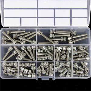 88Pcs M5 Hex Socket Knurled Cap Head Screw 304 Stainless Steel Bolt Assortment Set