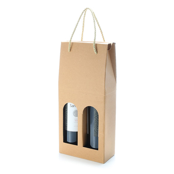 KCASA KC-PC03 2-bottle Corrugated Wine Gift Bag Alcohol Liquor Package Holder Drinks Bottle Carrier