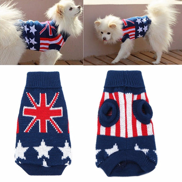 Union Jack Pet Clothes Dog Cat Puppy Winter Warm Knit Sweater Coat Costume Apparel Dog Sweater