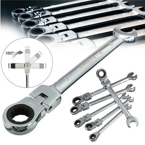 DANIU 6pcs a Set 6mm-12mm Flexible Pivoting Head Ratchet Combination Spanner Wrench Garage