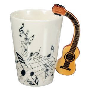 Novelty Guitar Ceramic Cup Music Note Milk Juice Lemon Mug Coffee Tea Cup Home Office Drinkware