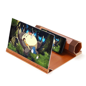 12 Wood Rotatable 3D HD Phone Screen Magnifier Movie Video Amplifier For Smart Phone Samsung iPhone Huawei Xiaomi"