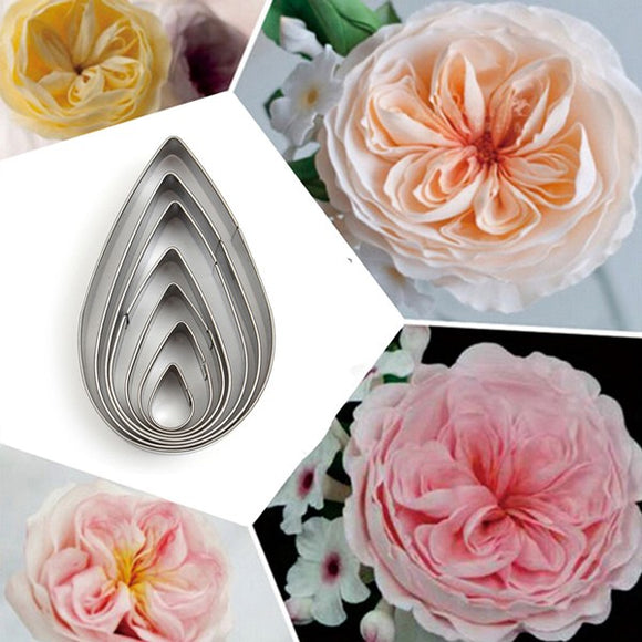 7Pcs Rose Petal Stainless Steel Cookie Cutter Mold Biscuit Fondant Cutter Cake Decorating Tool