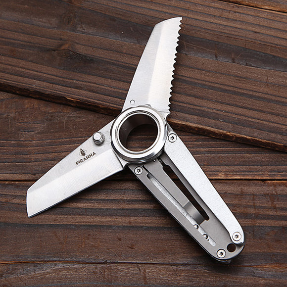 Piranha Mini-Remix Fine Edge Drop Point Clip Folding Knife Axle Hole