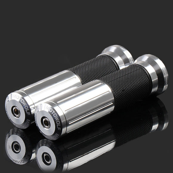 22mm Universal CNC Aluminum Motorcycle Handlebar Hand Grips Bar Rubber For MOTOWOLF