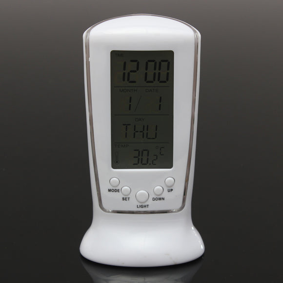 Multifunction Alarm Clock Calendar Thermometer Digital LCD LED Blue Backlight