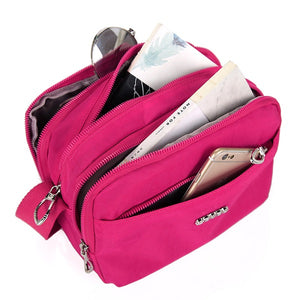 Women Nylon Waterproof Multi Layer Large Capacity Casual  Shoulder Bag Crossbody Bag