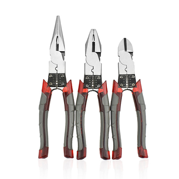 NEWACALOX 8'' Professional Tools Multifunction Wire Pliers Set Stripper Crimper Cutter