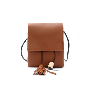 Mini PU Leather Hasp Vertical Tassel Shoulder Bag Phone Wallet for iPhone Xiaomi Samsung