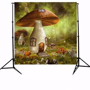 10x10ft Sunshine Forest Mushroom House Photography Backdrop Studio Prop Background