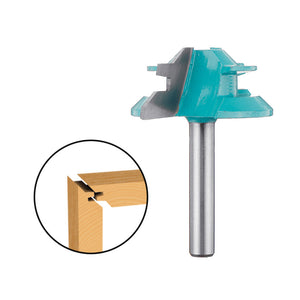 Drillpro 1/4 Inch Shank 45 Degree Lock Miter Router Bit 1-1/2 Inch Cutting Diameter Tenon Woodworking Cutter