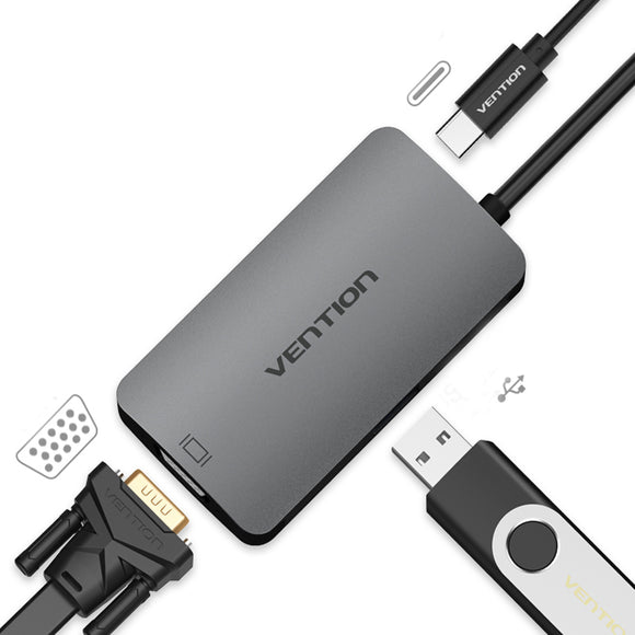 Vention USB C to USB 3.0 VGA With PD Charging Port Type C 3.1 to USB 3.0 Hub Type-c Video Adapter