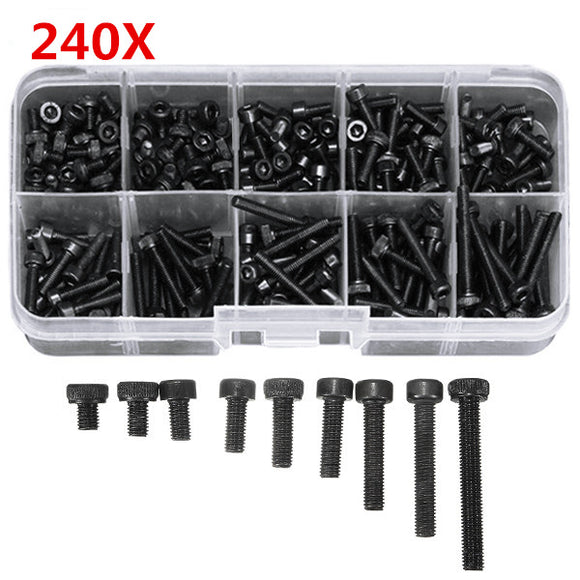 Suleve M3CH3 M3 Carbon Steel  Allen bolt 4-25mm Button Head Hex Socket Cap Screw Bolt Metric 240pcs