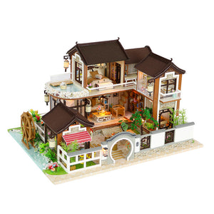 Hoomeda 13848 DIY Doll House Dream In Ancient Town With Cover Music Movement Gift Decor Toys