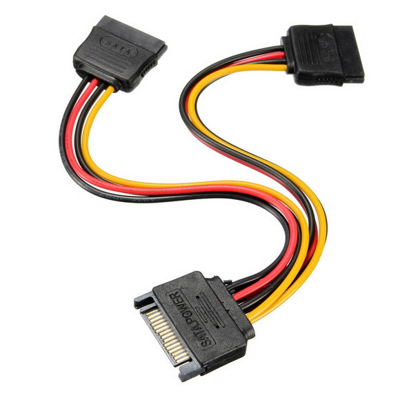 SATA 15 Pins to 2x SATA Socket HDD Power Adapter Cable Lead Wire For Hard Drive