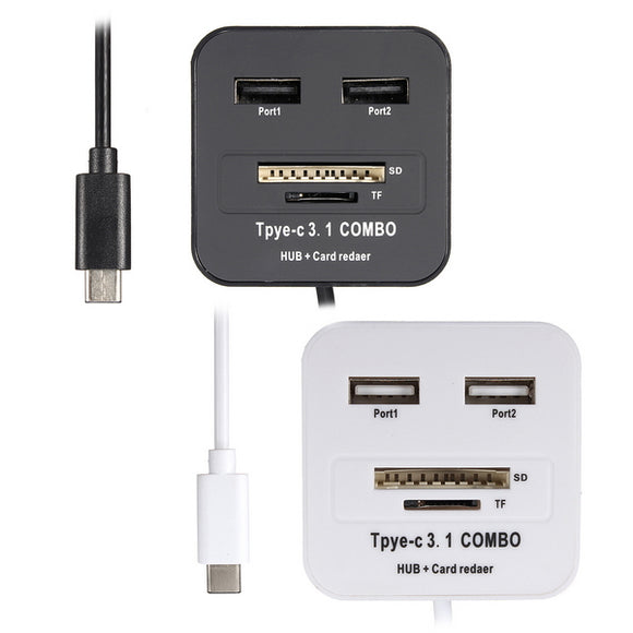 USB 3.1 Type C High Speed 2 Port USB 2.0 Hub with Micro SD Card Reader OTG for MacBook