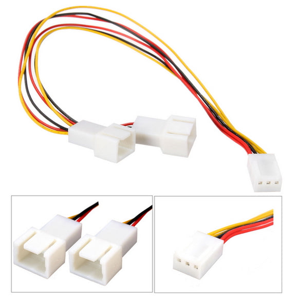 3 Pin PC Case Fan Power Splitter Cable Lead 1 Female to 2 Male 15cm