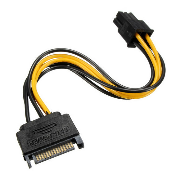 SATA 15 Pins to PCI-E 6 Pins HDD Power Adaptor Cable Lead Wire For PC Hard Drive