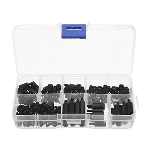 180 Pcs Black Nylon Screw Nut Screw Washer 8 Sizes 10 Grids