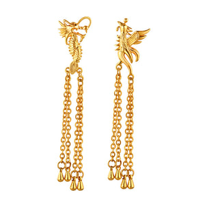 Luxury Dragon and Phoenix Drop Earrings Retro Wedding Bridal jewelry for Women