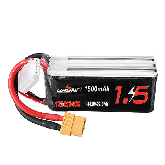 URUAV 14.8V 1500mAh 120/240C 4S Lipo Battery for FPV RC Drone