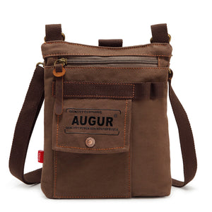 AUGUR Men Multifunctional Canvas Shoulder Crossbody Bag Genuine Lether Casual Messenger Bag