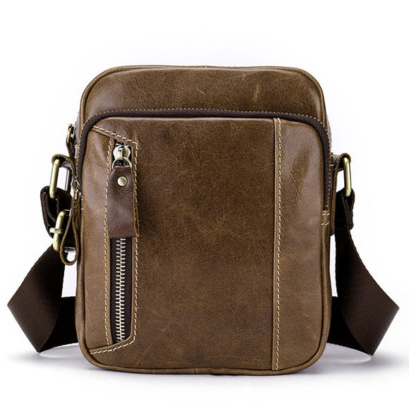 Men Genuine Leather Retro Crossbody Bag Shoulder Bag