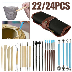 24/22PCS Ceramic Tool Set Clay Sculpting Carving Modeling Combination Tool Kit