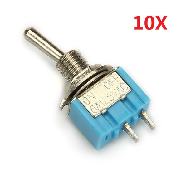 Wendao MTS-101 ON/OFF AC 125V 6A 2 Pins Toggle Rocker Switch 10pcs