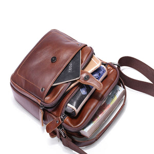 Men Genuine Leather Business Shoulder Bag Fashion Crossbody Bag