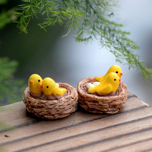 2PCS Bird Nest Resin Small Ornament Moss Micro Furnishing Articles Home Succulent Plant Decoration