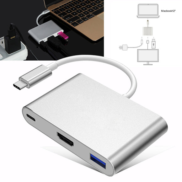 3 in 1 USB Type-C to HD Multimedia Interface Converter HUB Adapter USB 3.1 For Macbook