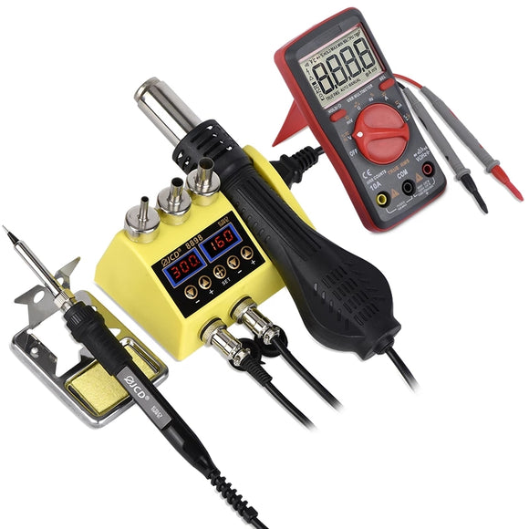 JCD 8898 2 in 1 750w Soldering Station 80W Digital Electric Soldering Iron with LCD Multimeter and Hot Air Gun