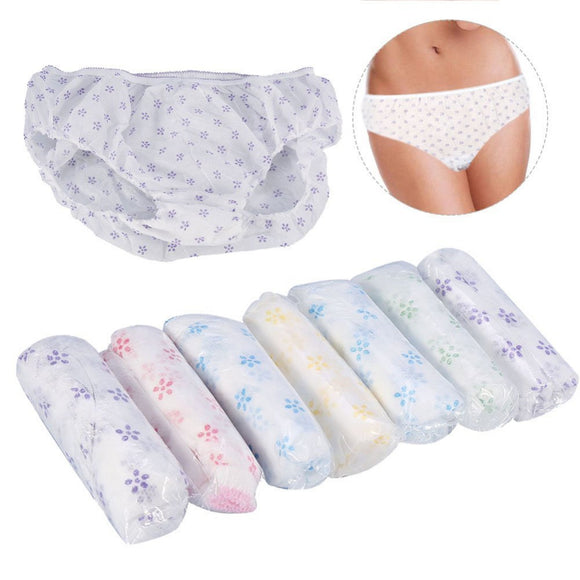 IPRee 6Pcs/Set Women Non-woven Cotton Disposable Underwear Panties Outdoor Travel