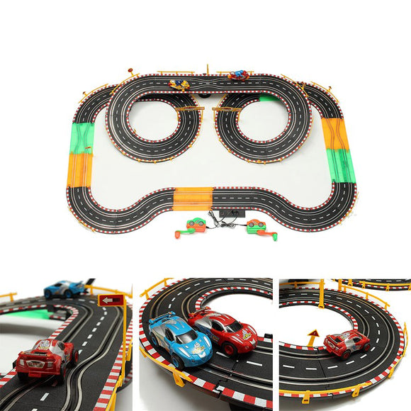 HZ Hand-Dynamo Roadster Track Toy Double Competitive Toys with Lamp