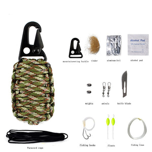 EDC Paracord Multifunction Survival Kit Rescue Gear Keychain with Fishing Tools